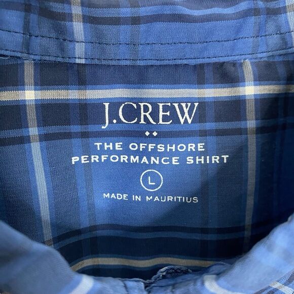 J Crew Offshore Performance Shirt Mens L Blue Plaid Button Down Preppy Casual - Picture 3 of 11